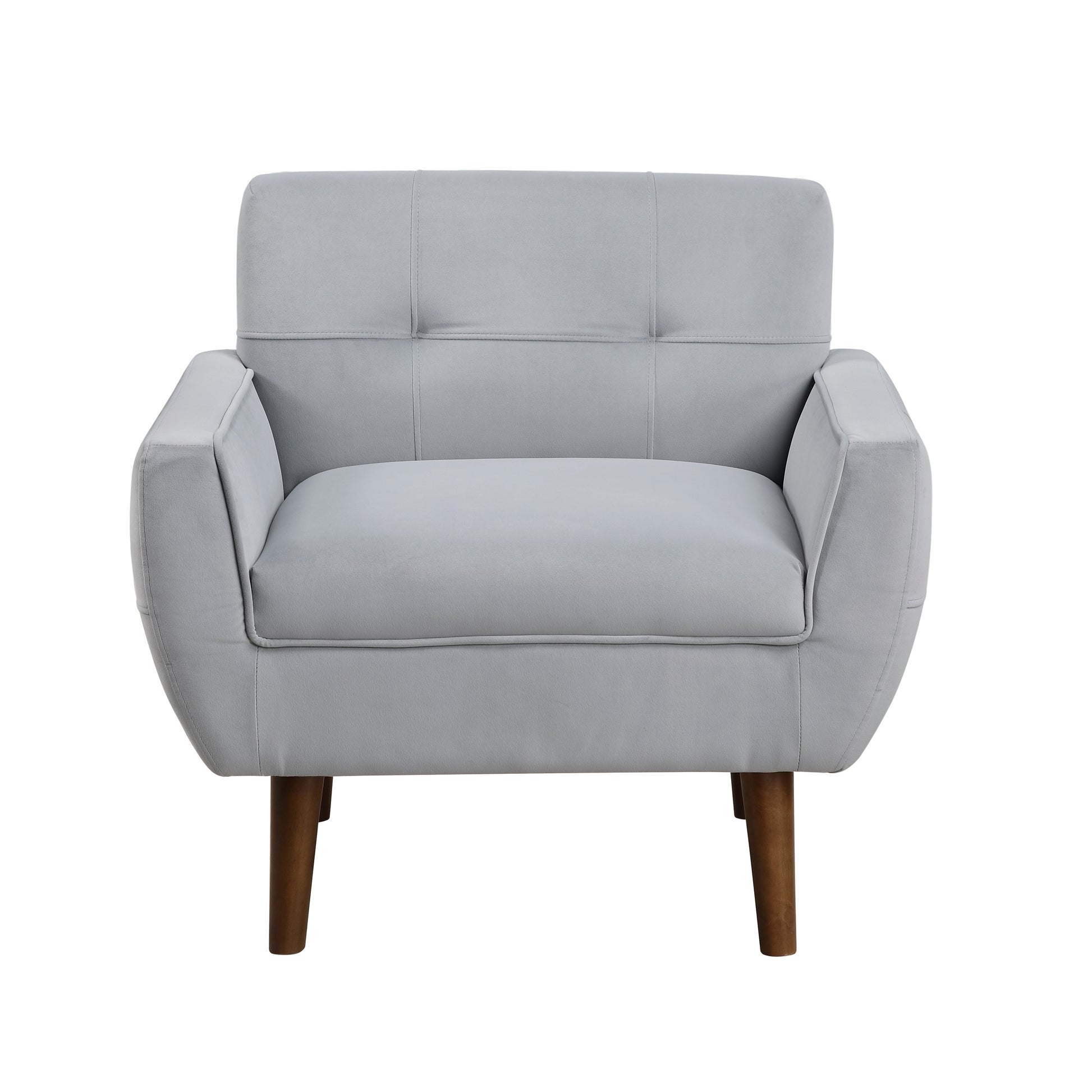 Gray Accent Chair Upholstered Velvet Cushion Seat Back Tufted Contemporary Living Room Furniture 1Pc Gray Primary Living Space Contemporary,Modern Plywood