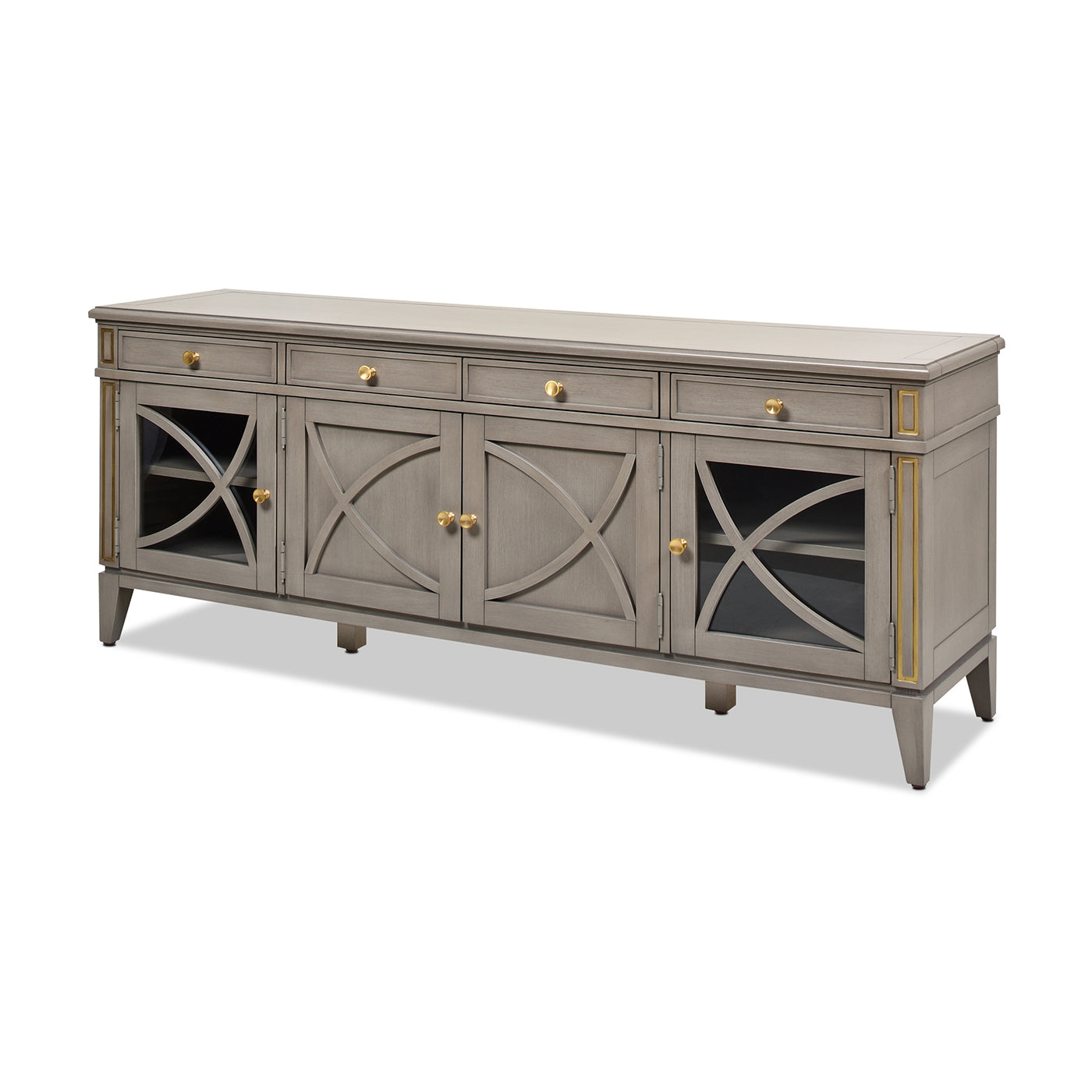 Dauphin 71" Tv Stand Storage Display Console Table, Grey Cashmere Wood Gray 70 79 Inches Solid Wood Mdf Solid Wood Mdf