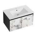 30'' Floating Wall Mounted Bathroom Vanity With Ceramics Sink & Soft Close Cabinet Door, Kd Package Black 2 Soft Close Doors Bathroom Wall Mounted Modern Plywood