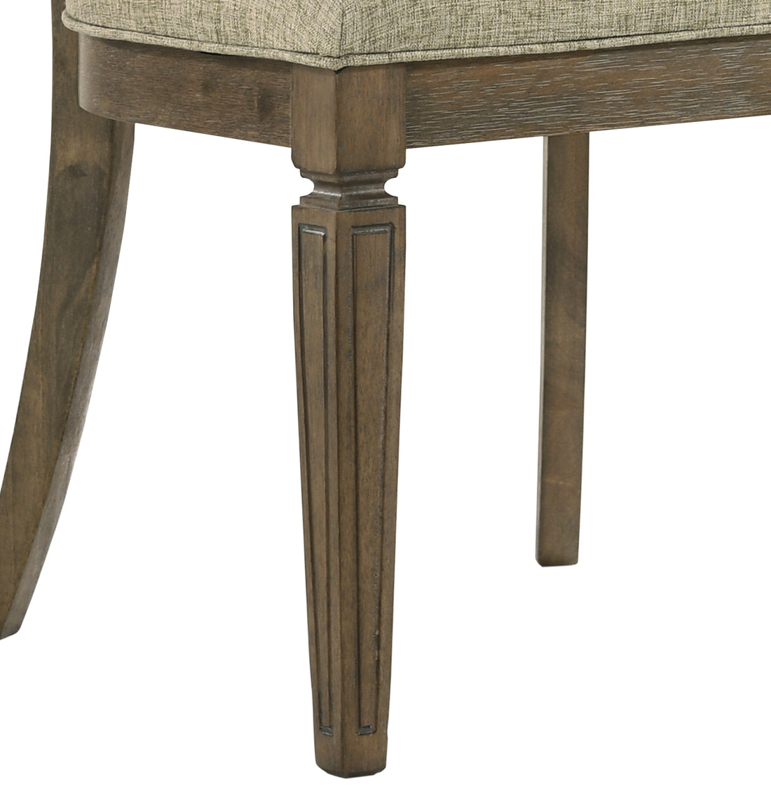 Parfield Light Brown Fabric & Weathered Oak Finish Side Chair Set Of 2 Light Brown,Oak Fabric,Synthetic Wood