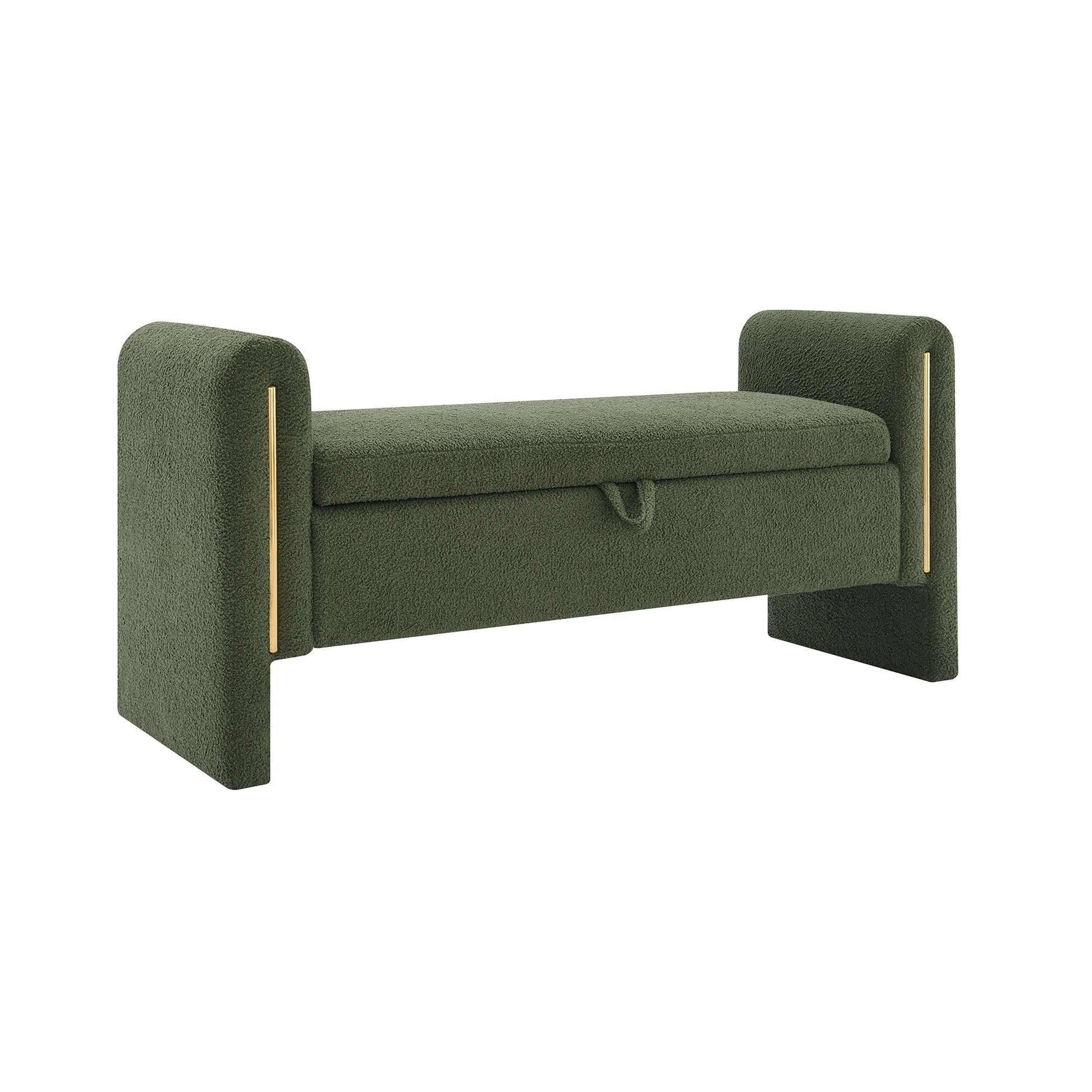 Modern Teddy Bed End Bench With Arms And Storage,Upholstered Large Foot Rest Stool, Comfy Window Vanity Bench For Living Room,Bedroom,Dorm,Coffee Table,Teddy Olive Green Olive Green Modern Storage