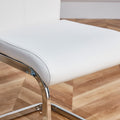 Table And Chair Set.Modern Luxurious Transparent Tempered Glass Dining Table Set.Paried With 6 Chairs With Pu Cushion And Silver C Tube Metal Legs. Transparent,White Seats 6 Glass Metal
