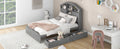 Full Size Wood Platform Bed With House Shaped Storage Headboard And 2 Drawers, Gray Box Spring Not Required Full Gray Wood Bedroom Solid Wood Mdf