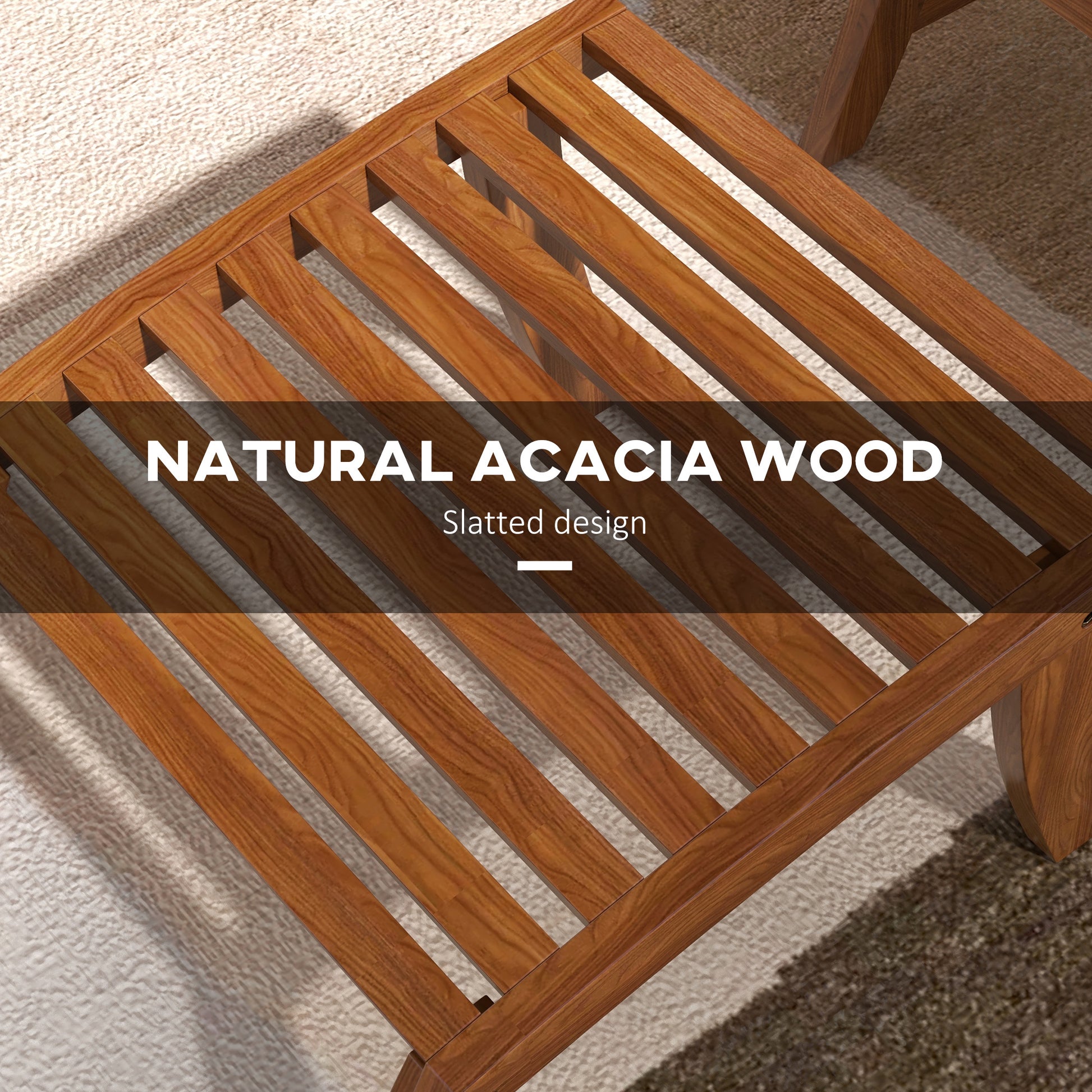 Outsunny 4 Pieces Patio Chairs With Cushion, Outdoor Dining Chairs Set Of 4, Acacia Wood Seat With Footstools, Slatted Seat & Backrest, Armrests, Cream White Natural Wood