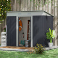 Outsunny 7' X 4' Metal Lean To Garden Shed, Outdoor Storage Shed, Garden Tool House With Double Sliding Doors, 2 Air Vents For Backyard, Patio, Lawn, Gray Grey Steel