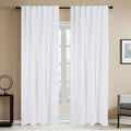 Newport Blackout Curtains For Bedroom, Linen Curtains For Living Room, Window Curtains, Room Darkening Curtains 96 Inches Long, Soft White Soft White Linen