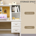 Homcom Computer Desk With Drawers & Shelves, Home Office Desk With Storage & Corkboard, Workstation Table With Cable Hole, White White Mdf