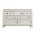 Classic Luxury Pearl White Finish Dresser Of 7X Drawers Wooden Bedroom Furniture 1Pc, Dart Molding Design White Wood