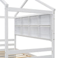 Twin House Bed With Roof Frame, Bedside Shelves, Under Bed Storage Unit,White Twin White American Design Pine