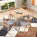 1 Table With 4 Chairs Wooden Dining Table Set, Modern Simple Design Square Kitchen Table And Fabric Upholstered Dining Chairs For Dining Room, Kitchen, Saving Space, Oak Oak Solid Wood Mdf