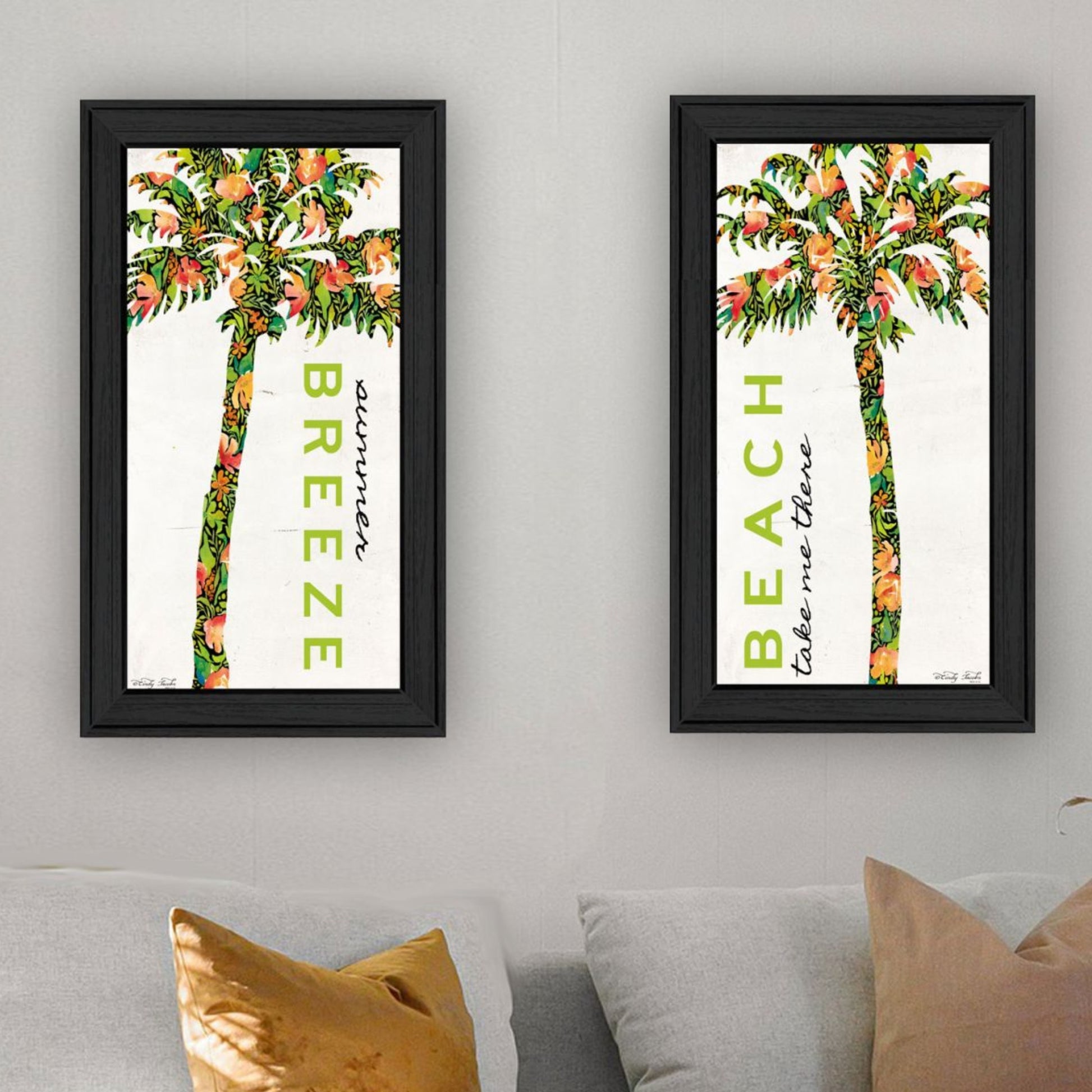 "Beach & Summer Breeze Take Me There" Framed Wall Art For Living Room, Wall Art Print For Home Decor, Bedroom Wall Art By Cindy Jacobs Multicolor Wood Paper