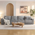 4 Seats Complimentary 2 Pillows ,Oversized Sectional Sofa,L Shaped Corner Couch With Detachable Seat & Back Cushion, Corduroy Upholstery Convertible Sleeper Sofa&Couch For Living Room Grey Fabric 4 Seat