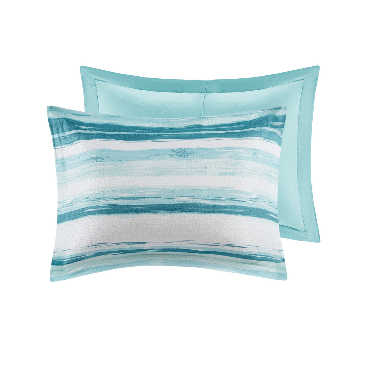 8 Piece Printed Seersucker Comforter And Quilt Set Collection Aqua King Cal King King Aqua Polyester