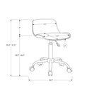 Office Chair, Adjustable Height, Swivel, Ergonomic, Computer Desk, Work, Juvenile, White Leather Look, White Metal, Contemporary, Modern White Foam Metal