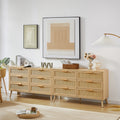 Bedroom Dresser, 6 Double Dresser With Rattan Drawers, Wood Chest Of Drawers For Kids Room, Living Room, Entry And Hallway, Natural, 47.2'' W X 15.8'' D X 30'' H. Natural Particle Board