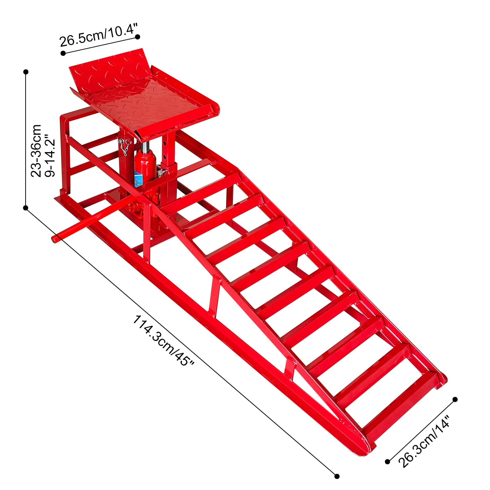 Hydraulic Car Ramps, 2 Pack Car Ramp High Lift, 11000Lbs Automotive Truck Cars Service Ramps, Low Profile Oil Change Ramps With Support Jack For Car Truck Trailer Garage Repair Red Red Industrial