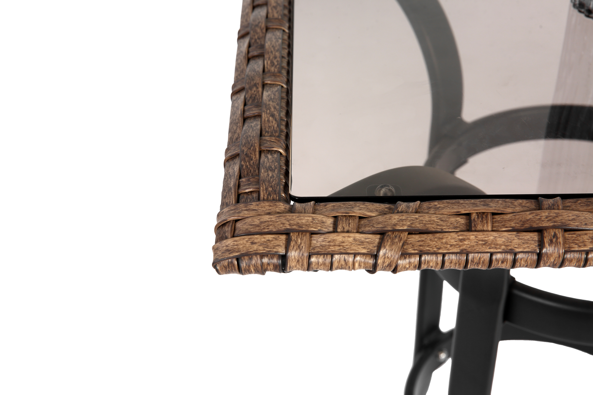 3 Pieces Outdoor Bar Stools Set,Rattan Bar Chairs,With Glass Table Top, Wicker Bar Stools For Backyard, Garden, Pool, Balcony And Deck, Brown Brown Steel