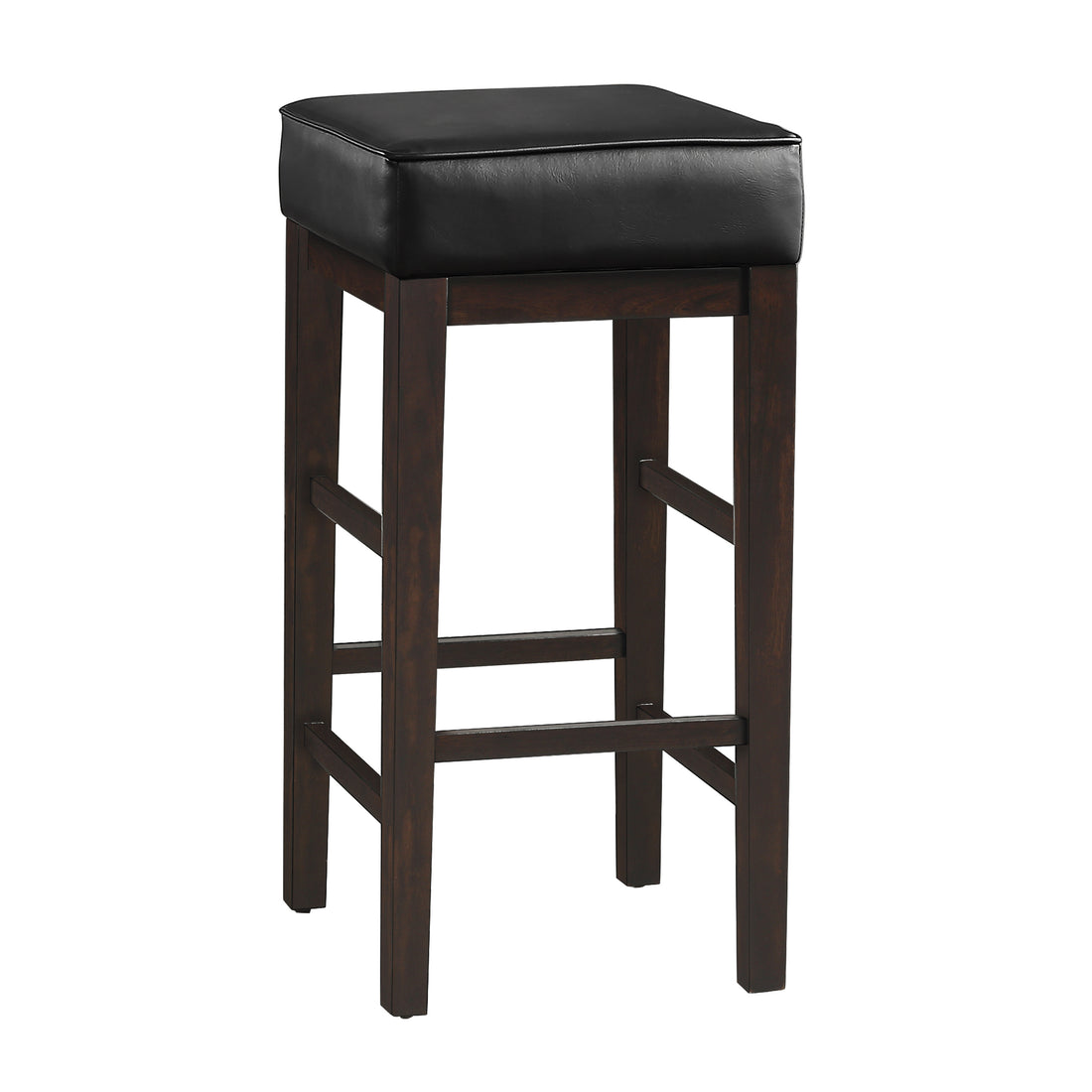 Transitional Black Faux Leather Seat 29 Inch Pub Height Stools Set Of 2, Espresso Finish Solid Wood Frame Black,Espresso Espresso Dining Room Transitional Solid Wood