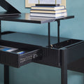 Transitional Reeded Lift Top Desk With Drawer Black Black Mdf Mdf