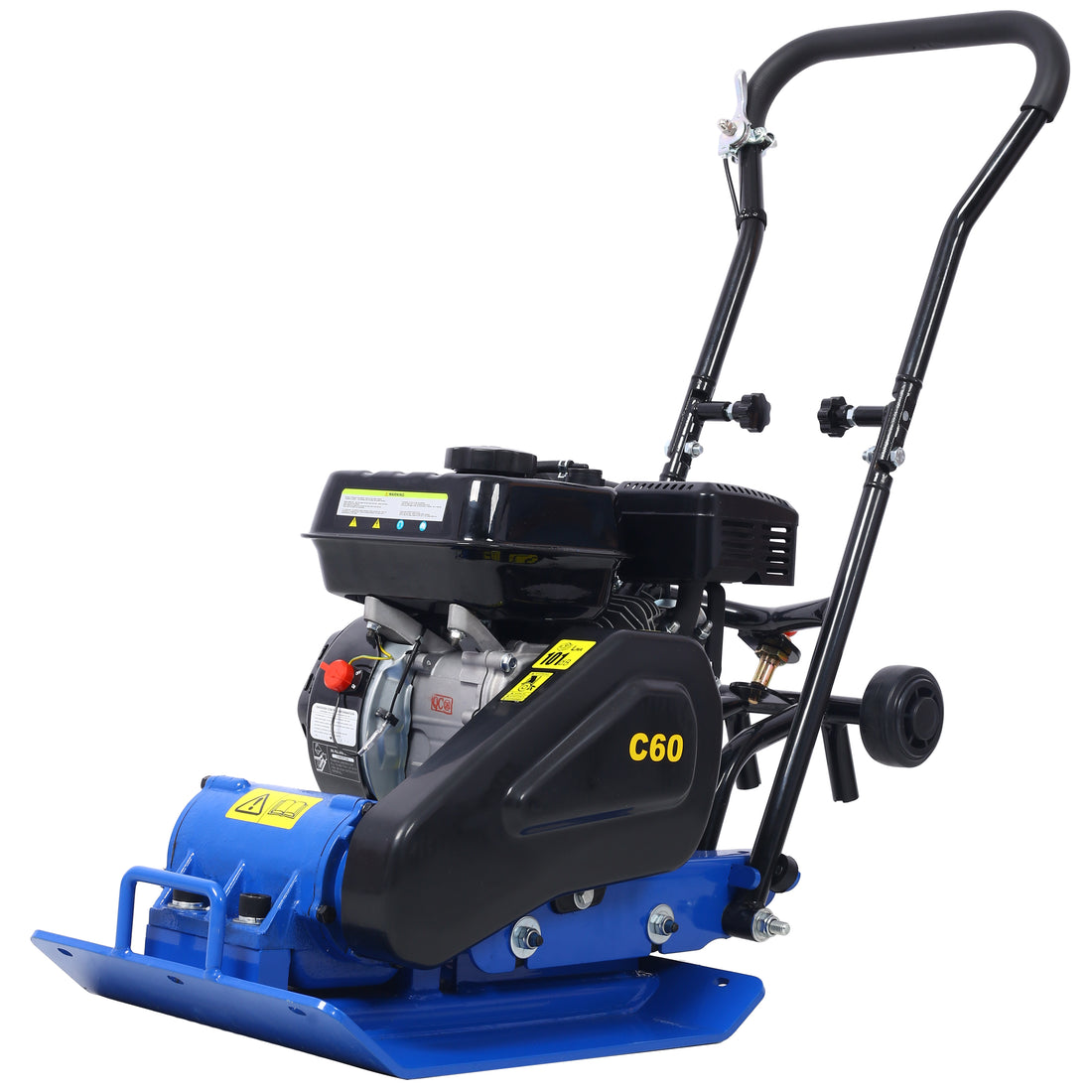 212Cc 6.5Hp 5600Vpm Gas Vibration Compaction Force 20 X 14 Inch Plate Compactor W Built In Wheel,Epa Compliant Blue Steel