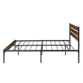 Full Size Bed Frame With Wood Headboard, Metal Frame With Strong Slats, Noise Free,No Box Spring Needed Brown. Full Brown Metal & Wood