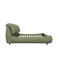 Queen Size Upholstered Platform Bed With Oversized Padded Backrest, Thickening Pinewooden Slats And Solid Wood Leg,Green Box Spring Not Required Queen Green Wood Pine Polyester Solid Wood
