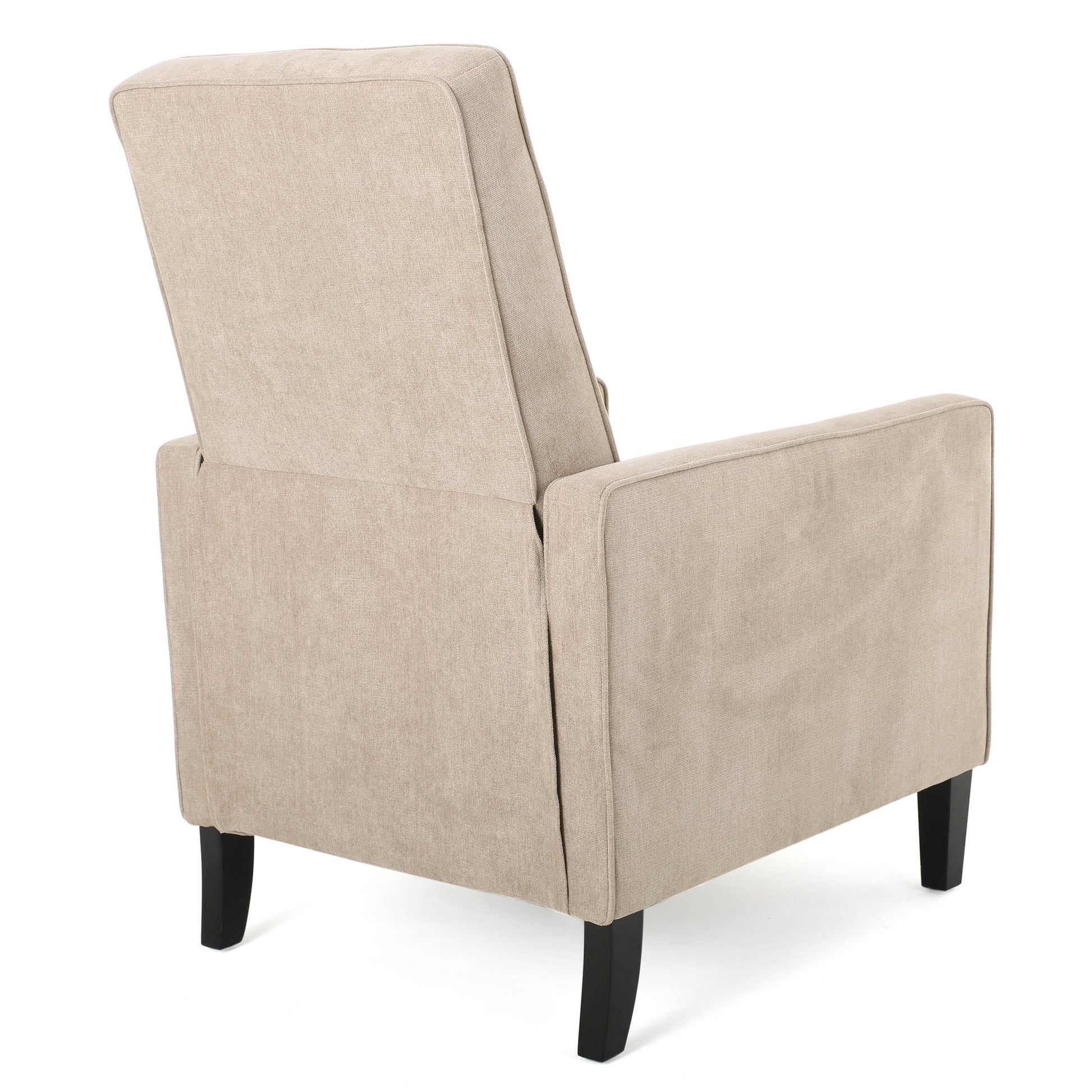 Minimalist Natural Linen Fabric Push Back Chair Natural Fabric