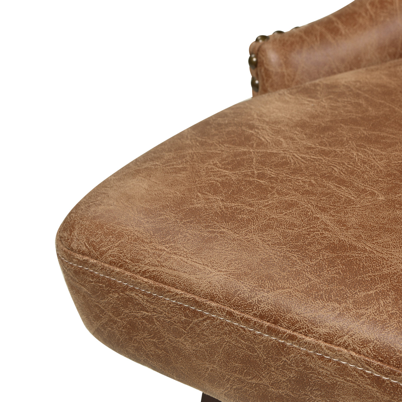 Holmes Tufted High Back 360 Swivel Counter Height Barstool, Tan Brown Faux Leather Tan Brown Foam Faux Leather