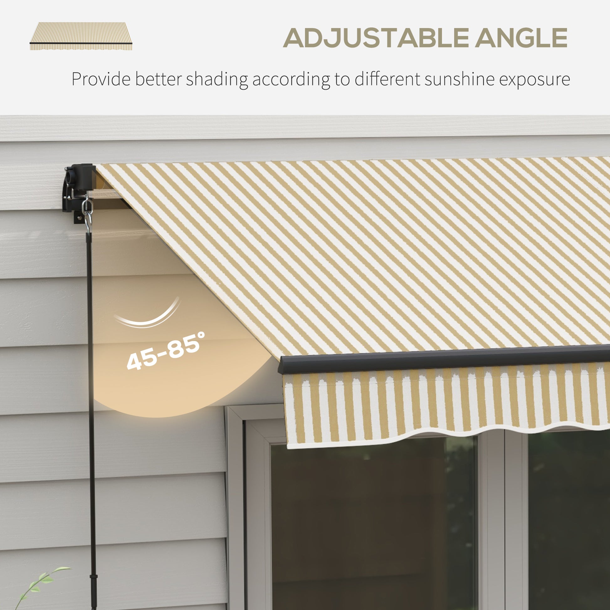 Outsunny 10' X 8' Retractable Awning, Patio Awning Sunshade Shelter With Manual Crank Handle, 280Gsm Uv Resistant Fabric And Aluminum Frame For Deck, Balcony, Yard, Beige And White Multicolor Polyester