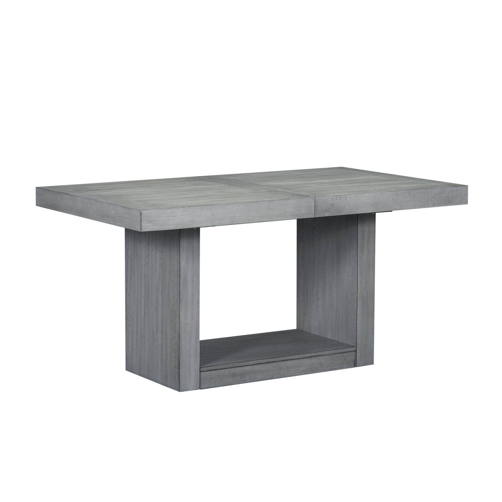 Contemporary 6 Piece 78Inch Extendable Pedestal Dining Table Set With 18Inch Removable Leaf And Dining Bench, 4 Upholstered Dining Chairs, Gray Gray Wood Dining Room Solid Wood Rubberwood Rectangular Dining Table With Chair And Bench Upholstered Chair