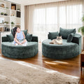 55''L Chenille Sponge Single Sofa,No Assembly Required,Fluffy Modern Sleeper Chair For Living Room, Bedroom, Lounge And Projection Room Not A Swivel Chair. Green Foam Chenille 1 Seat