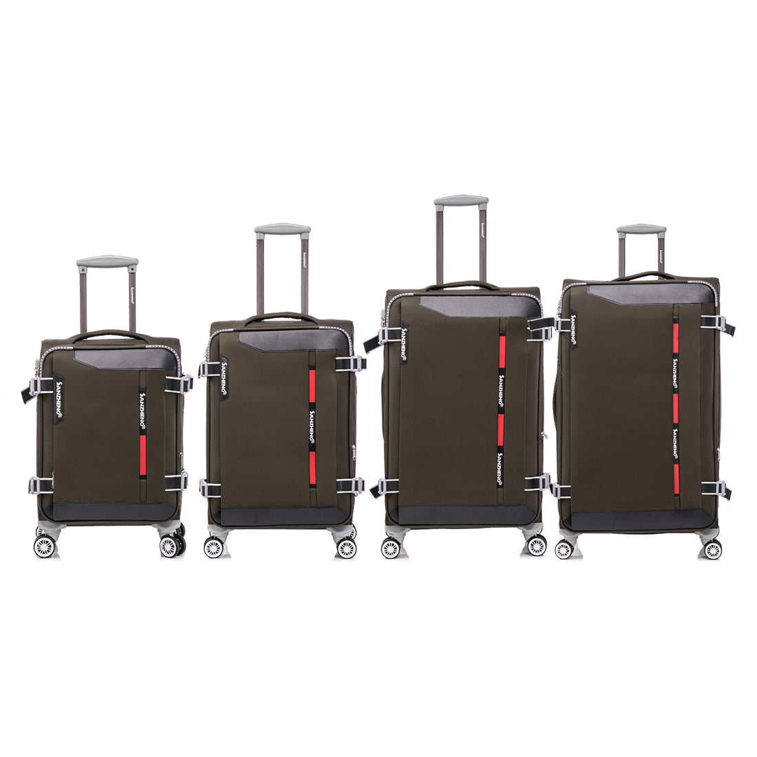 Softside Upright Luggage Set Expandable, Lightweight,4 Piece 20 24 28 32 Sage Green Contemporary Fabric