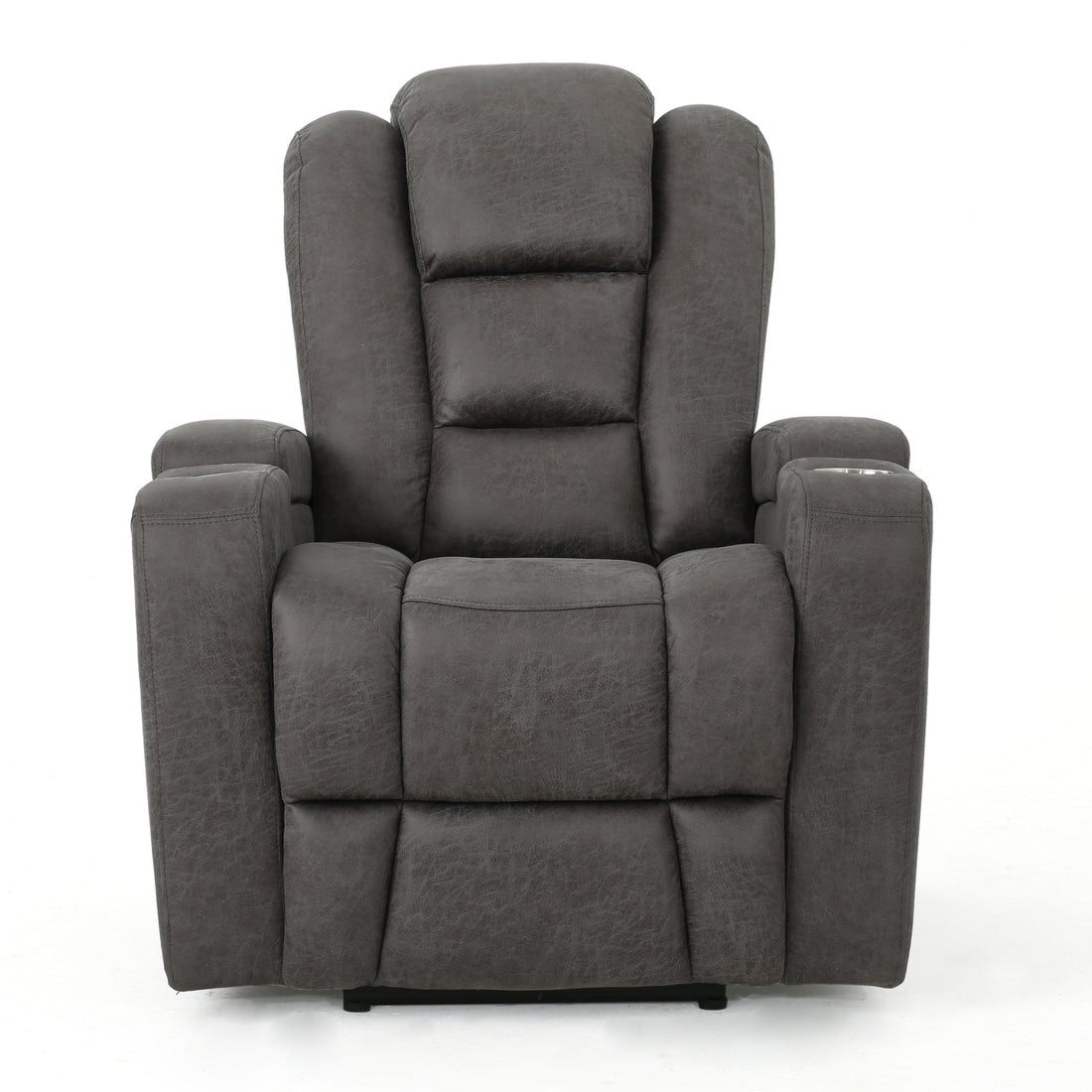 33" Wide Power Standard Recliner Chair With Arm Storage With Usb Slate Microfiber