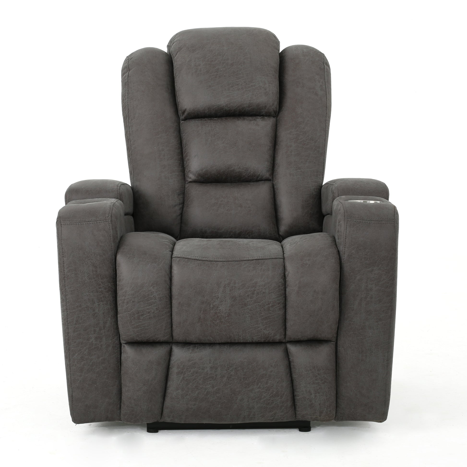 33" Wide Power Standard Recliner Chair With Arm Storage With Usb Slate Microfiber