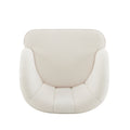 Upholstered Barrel Accent Chair With Wooden Legs White Rubberwood Boucle