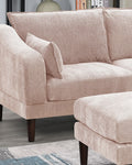Contemporary 5Pcs Modular Sectional Set One Arm Chairs Armless Chair Ottomans L Shaped Sectional Blush Pink Morgan Fabric Pink Primary Living Space Cushion Back Classic,Contemporary,Modern Modular