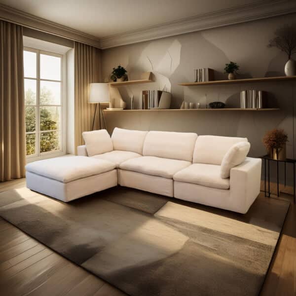 Living Room Modular Armless Sofa Couch, 1 Pc Fabric Upholstered Sectional Sofa With Soft Cushions, Beige Beige Linen Wood Primary Living Space Soft Cushion Back Contemporary,Modern Engineered