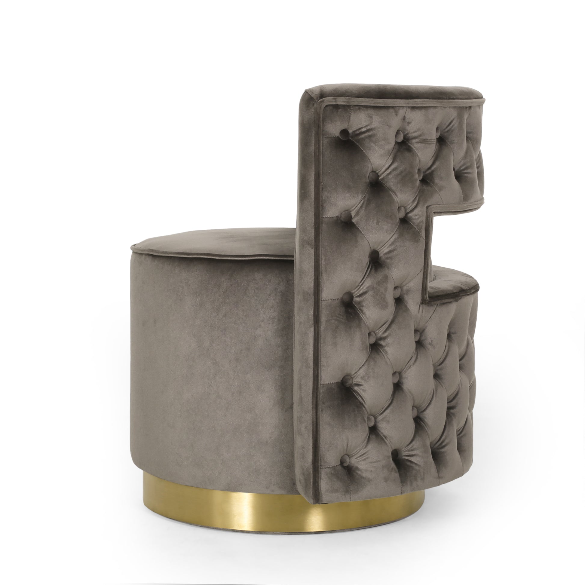 Swivel Arm Chair Grey Fabric