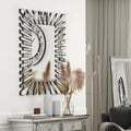 Wall Mirror Decor Sunburst Rectangle Mirrrors Silver Modern Mirror For Home Decor Silver Art Deco,Modern Mdf Glass,Mirror