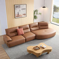 147.24'' Oversied Modern Sectional Curved Shaped Sofa Couch For Living Room,Upholstered 5 Seat Sofa Eco Leather Couch Set,Brown Brown Foam 5 Seat