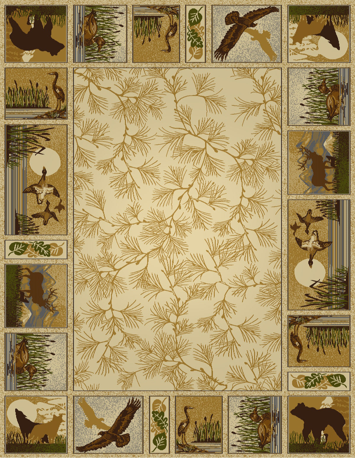 Woodland Gc Rst5502 Cream 2 Ft. 7 In. X 7 Ft. 3 In. Lodge Area Rug Cream Polypropylene