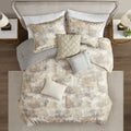 7 Piece Textured Cotton Blend Comforter Set Gray Queen Queen Multicolor Polyester