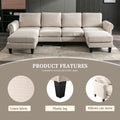 Coolmore Accent Sofa Living Room Sofa Sectional Sofa, U Shape Sectional Sofa With Ottoman, Reversible Sofa Couch For Living Room Beige Linen Beige Foam Linen 4 Seat