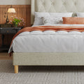 Queen Size, Cotton Linen Fabric, Mesh Mounted Bed, Stable, Easy To Assemble, Light Grey Queen Light Gray Mdf Acacia