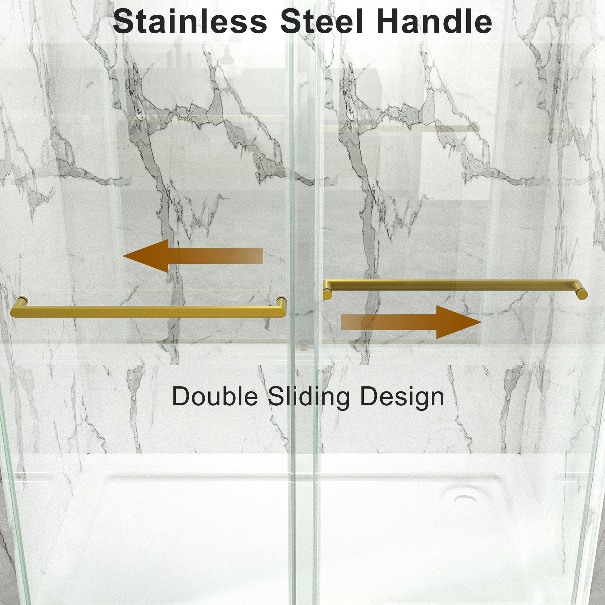 56 To 60'' W X 76'' H Frameless Shower Door, Double Sliding Shower Door With Premium 3 8'' 10Mm Thick Tempered Glass, Stainless Steel, Brushed Gold Brushed Gold Bathroom Modern Tempered Glass