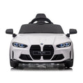 Bmw M4 12V Kids Ride On Toy Car 2.4G W Parents Remote Control,Three Speed Adjustable,Power Display, Usb,Mp3 ,Bluetooth,Led Light,Story,A Handle With Wheels And A Pull, Easy To Carry White