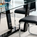 Seating 6 8 People, This Modern, Minimalist Rectangular Dining Table Features A Tempered Glass Top And A Sleek Black Mdf Stand. Suitable For Kitchen, Dining Room, Living Room, Meeting Room Transparent Mdf Glass
