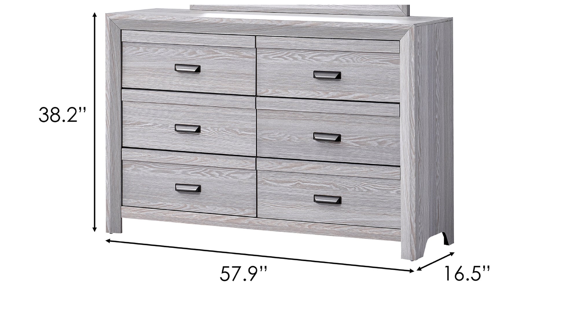 1Pc Contemporary Six Drawers Dresser Gray Driftwood Finish Rustic Finish Bedroom Wooden Furniture Gray Bedroom Contemporary,Rustic Wood