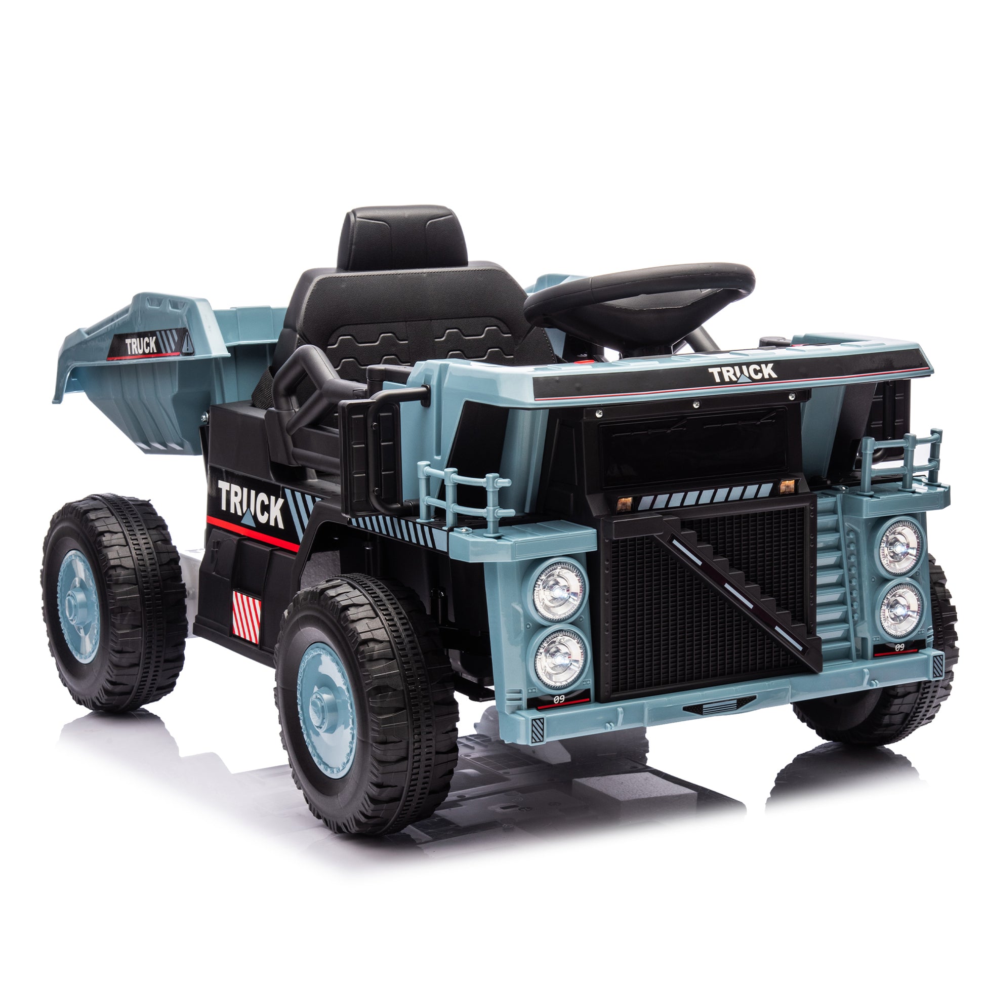 12V Kids Ride On Dump Truck W Parents Control,2Wd,Rear Wheel Suspension,Electric Dump Bed And Extra Shovel,Multimedia Function With Bluetooh And Music,Volume&Speed Adjustment,Led Light For Kids 3 5. Blue Polypropylene