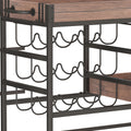 3 Tier Industrial Rolling Serving Cart With Lockable Wheels, Wine Rack Cart With Glass Holder For Indoor And Outdoor, Beverage Trolley Cart With 2 Removable Tray Antique Brown Brown Kitchen